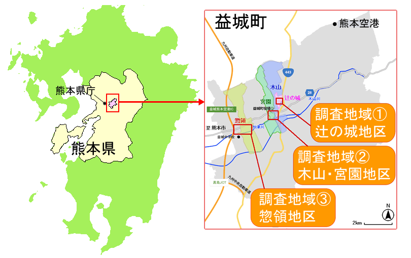 熊本県益城町の地図